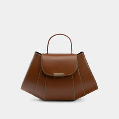 sculpted top-handle bag in saddle brown – MAELLE