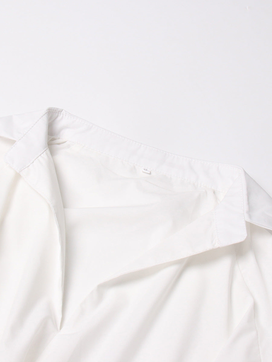long-sleeve cropped blouse with ruched hem - Fenok