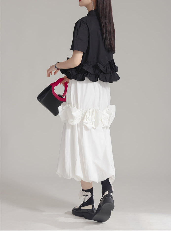 Short sleeve shirt with ruffled hem - Breezzu