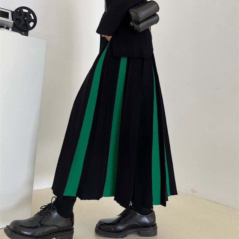 Multicolor Pleated Knitted Skirt - Notji