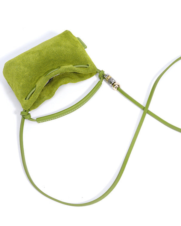 mini suede drawstring bag with top handle - ELVA