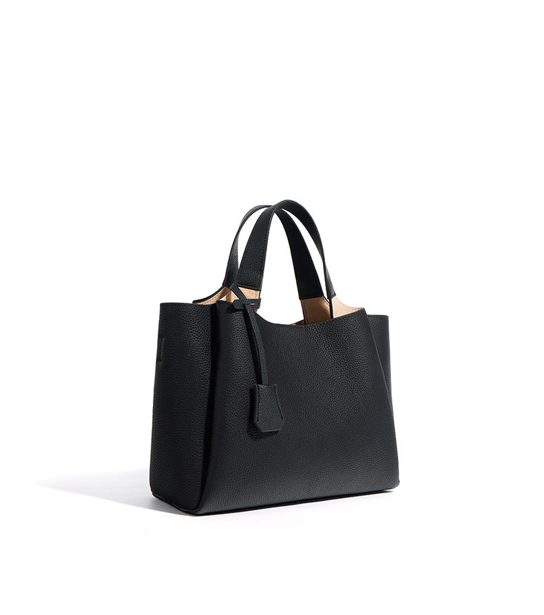 structured pebble leather tote with top handles - TERRAX