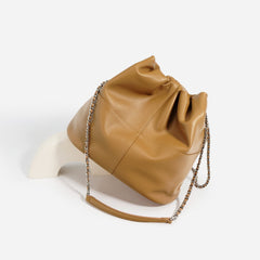 soft gathered shoulder bag with chain strap - MINRA