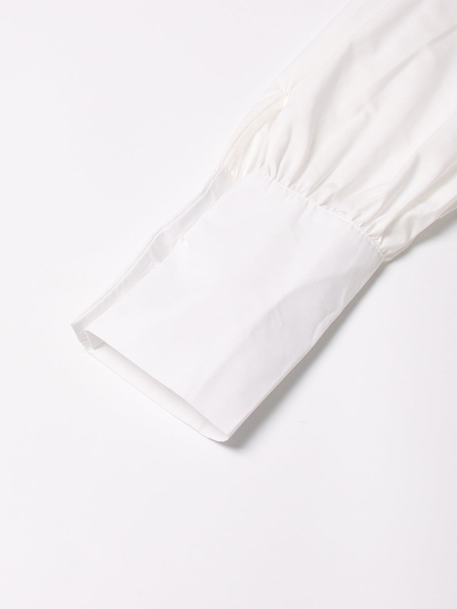 long-sleeve cropped blouse with ruched hem - Fenok