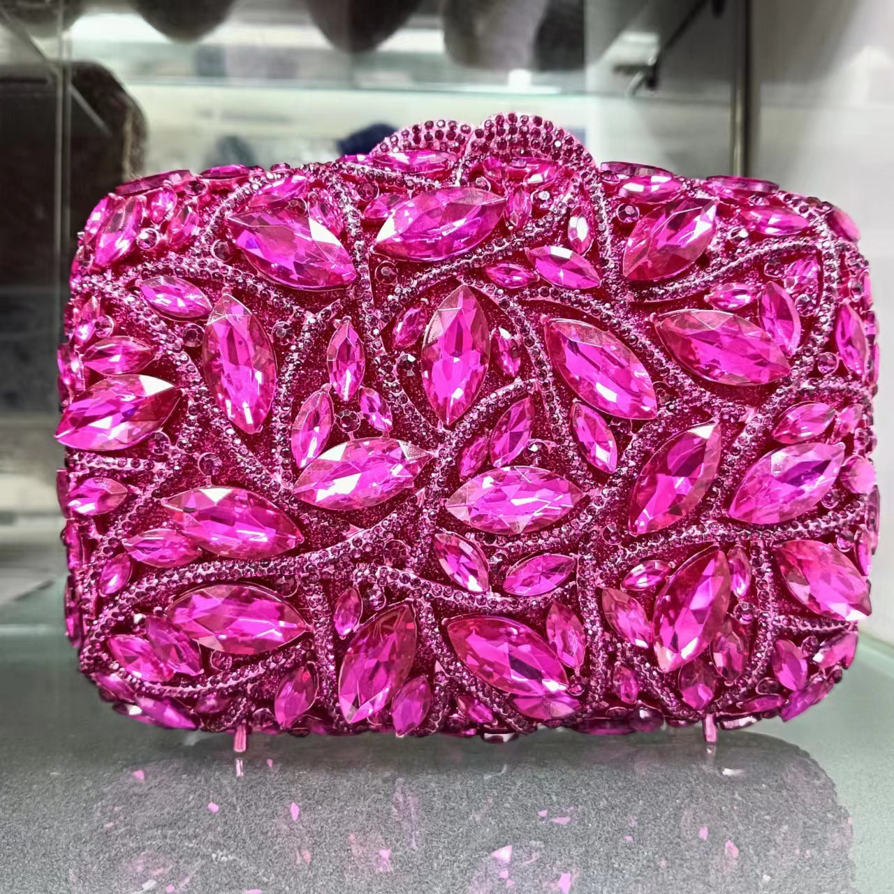 crystal embellished clutch with floral design - Enduri