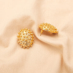 Textured dome earrings with gold beaded details - Smerny