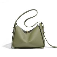 pebble leather shoulder bag with curved top - AURGA