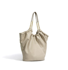 ruched soft tote with chain strap – ELBARA