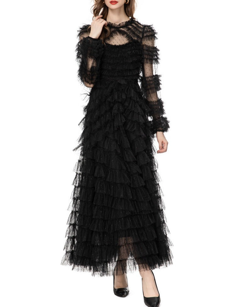 Tiered ruffle lace gown – Genovefa