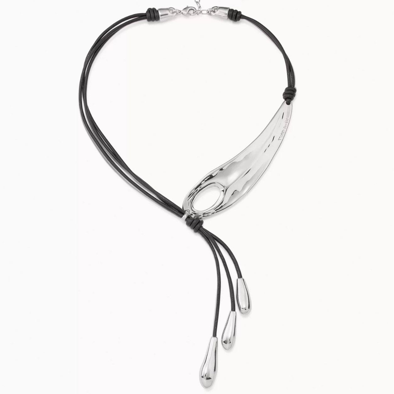 Metal teardrop pendant necklace with adjustable black cord – Nimni