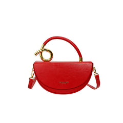 half-moon leather handbag with gold spiral handle – ORENA