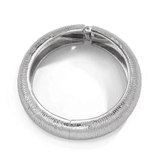 ridged silver cuff bracelet with rounded edge – AOURA