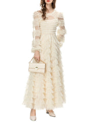 Tiered ruffle lace gown – Genovefa