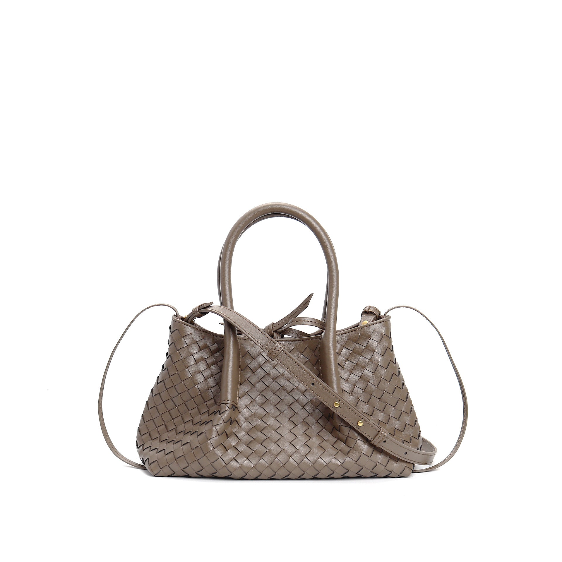 woven leather mini tote bag with tie closure - LIQTA