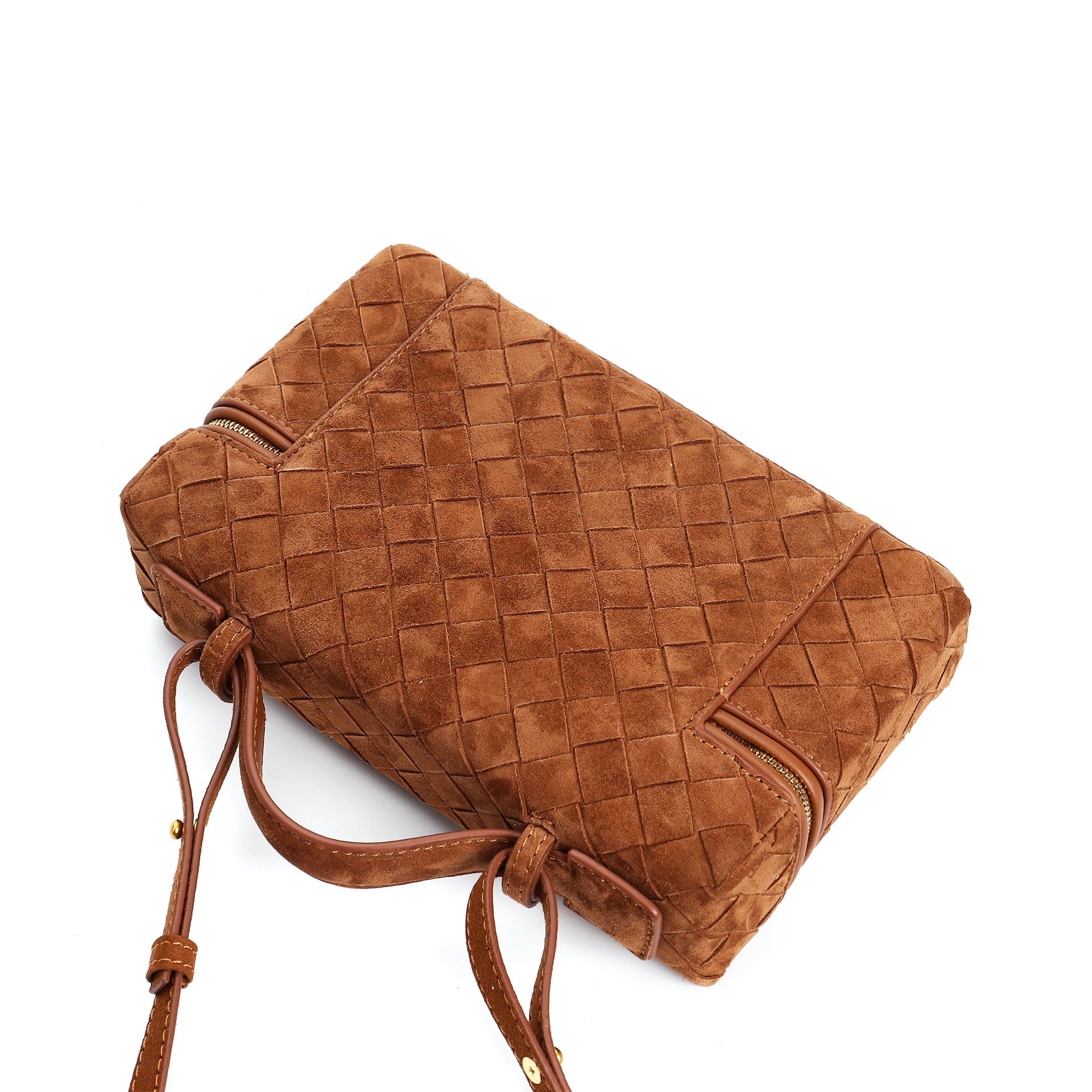 structured suede vanity bag with top handle - NOYA