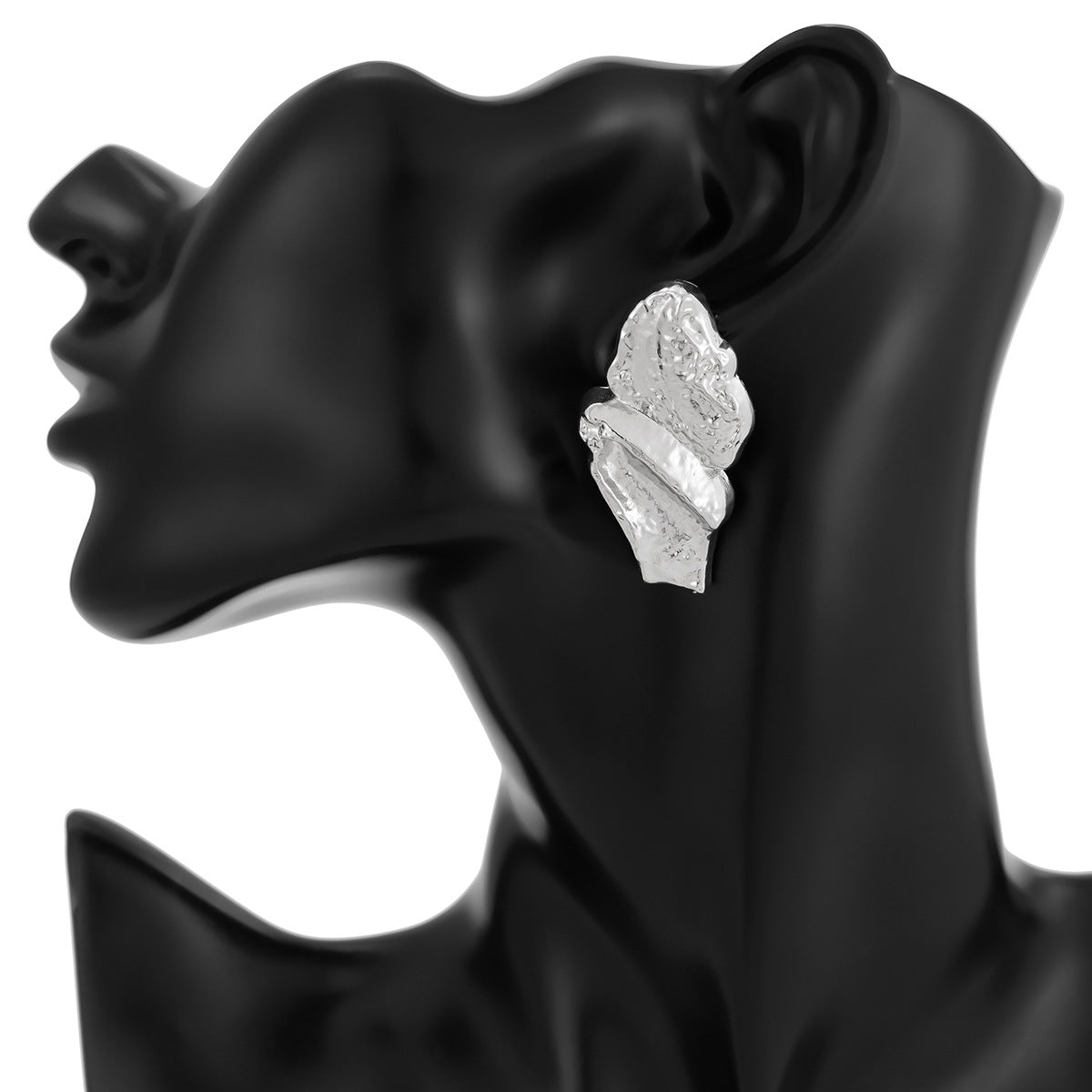 Textured molten double-layer earrings with sculptural finish - Vadvy