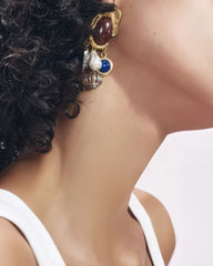 statement drop earrings with gemstone charms - Vurdwi