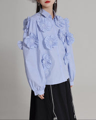 Long-sleeve shirt with floral applique detail - Biju