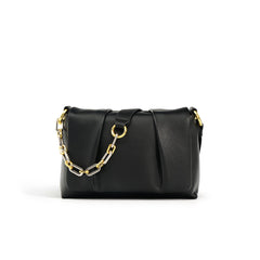 soft pleated shoulder bag with mixed metal chain strap – AMATRA
