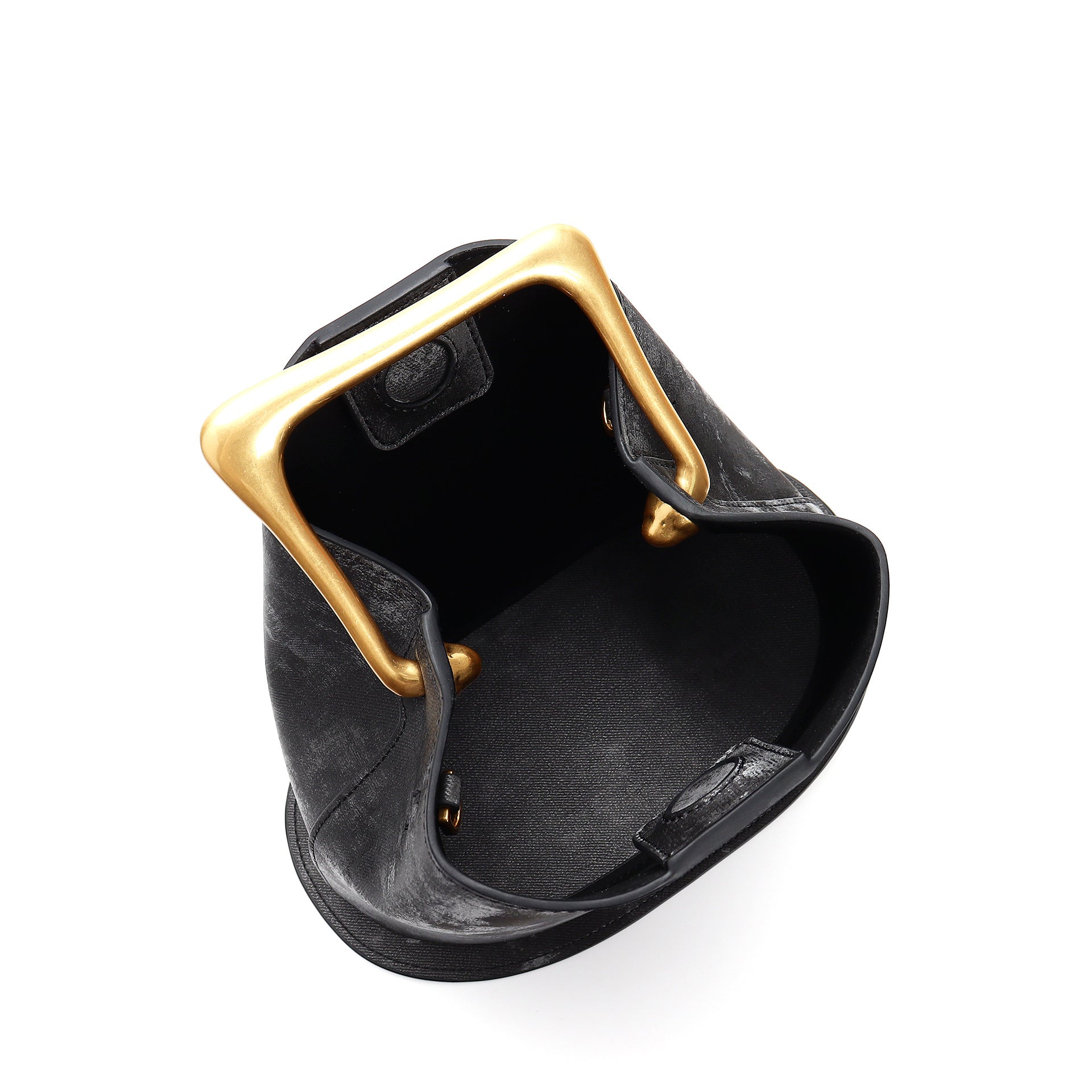 asymmetric velvet mini bag with sculptural gold handle - KORZA