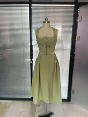 sleeveless pleated midi dress with embroidered bodice - Adellah