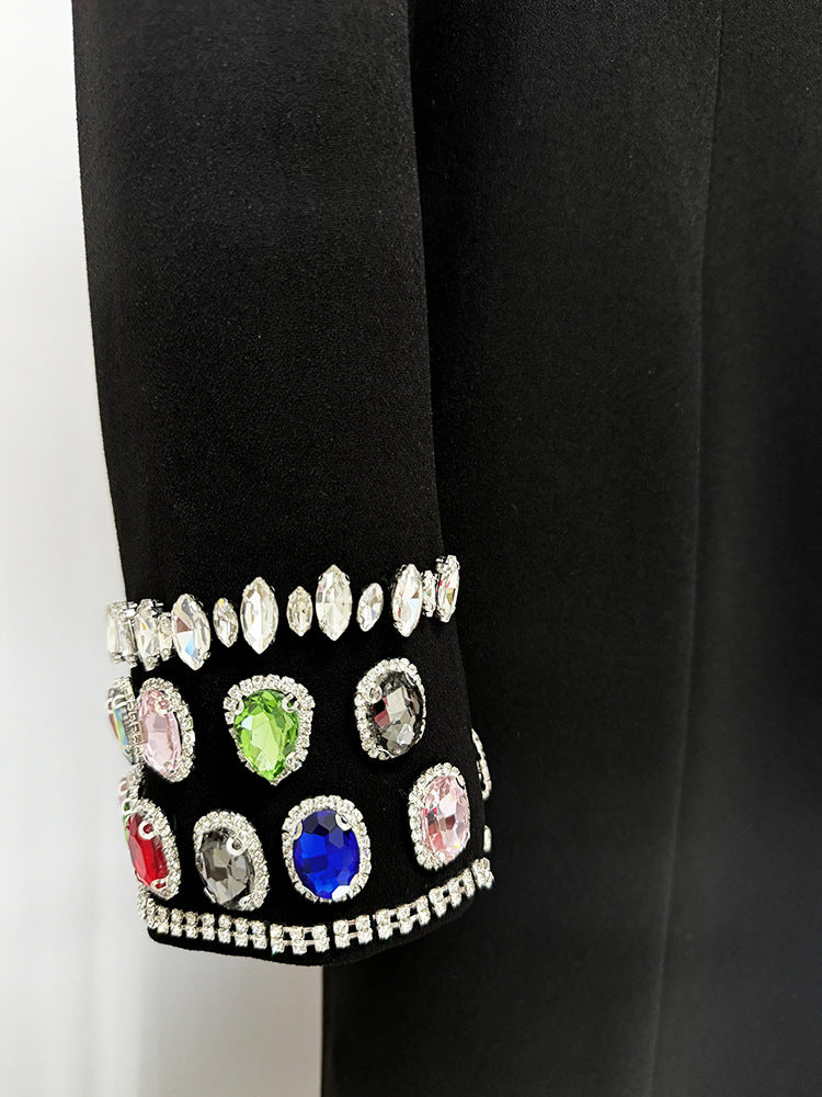 Embellished shoulder column dress with long sleeves – Amonda