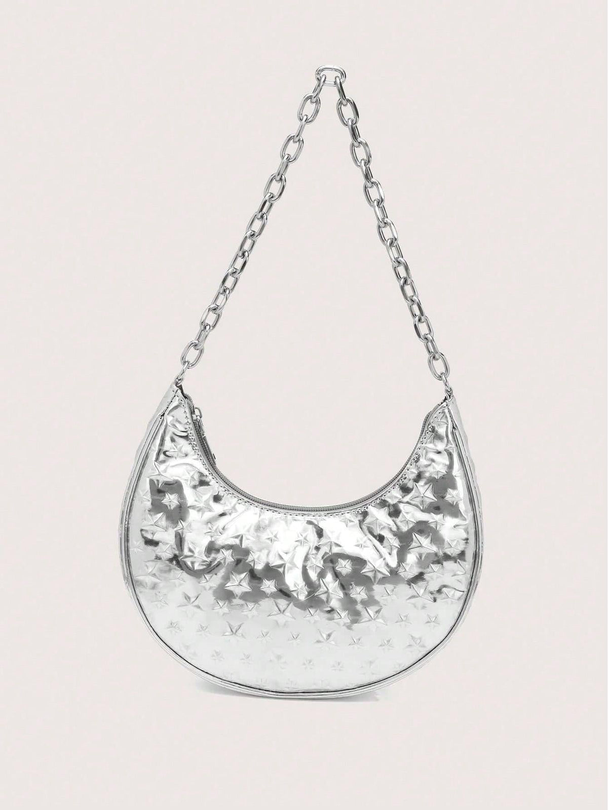 Crescent shoulder bag with metallic star emboss - Siclu