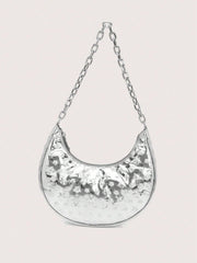 Crescent shoulder bag with metallic star emboss - Siclu