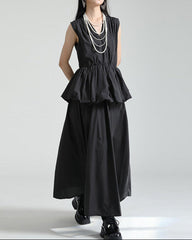 Sleeveless peplum suit with gathered waist - OPHELIW