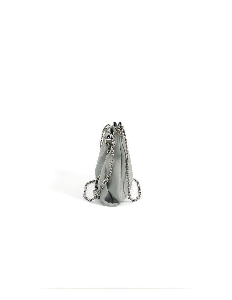 soft ruched shoulder bag with chain strap - VERVA