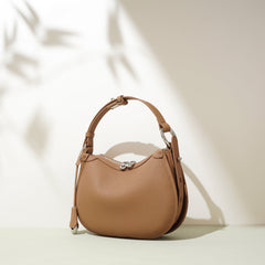 textured leather crescent bag with top handle - LAYLONA