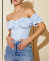 Off-shoulder top with ruffled sleeves - Canti