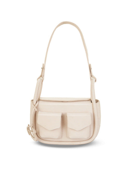 Double-pocket flap shoulder bag with wide strap - TIAX