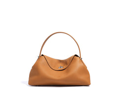 curved-top leather shoulder bag with silver twist lock – NOLA