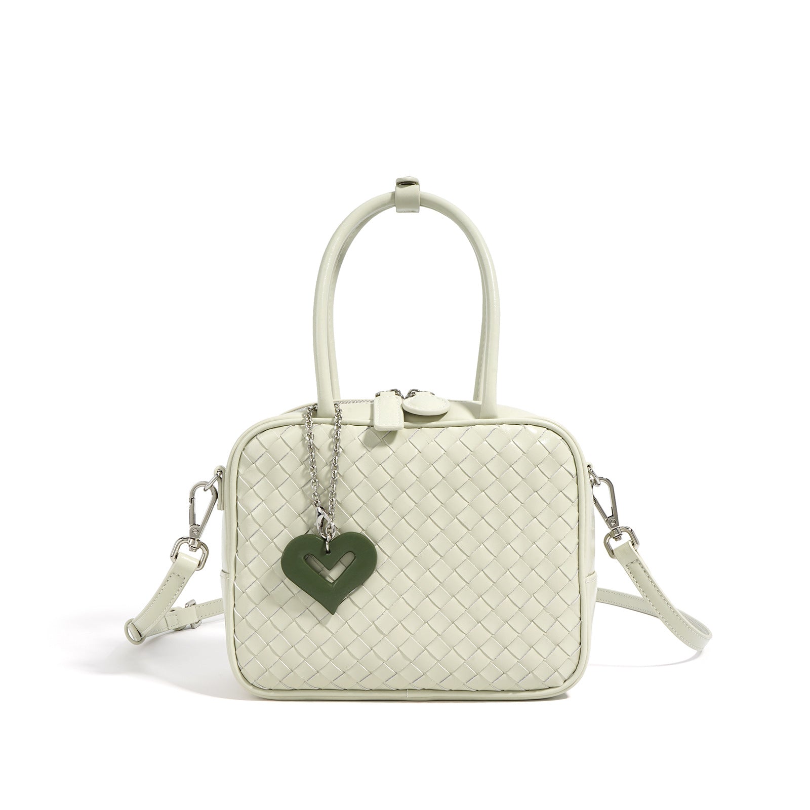 black boxy handbag with heart charm – LYRA