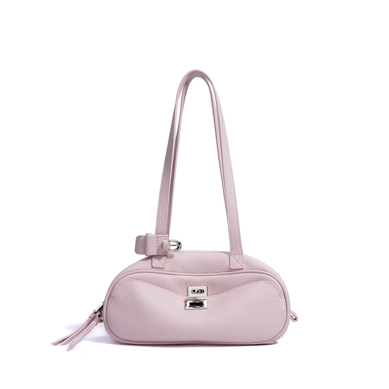 mini shoulder bag in sky blue pebbled leather – AZURA