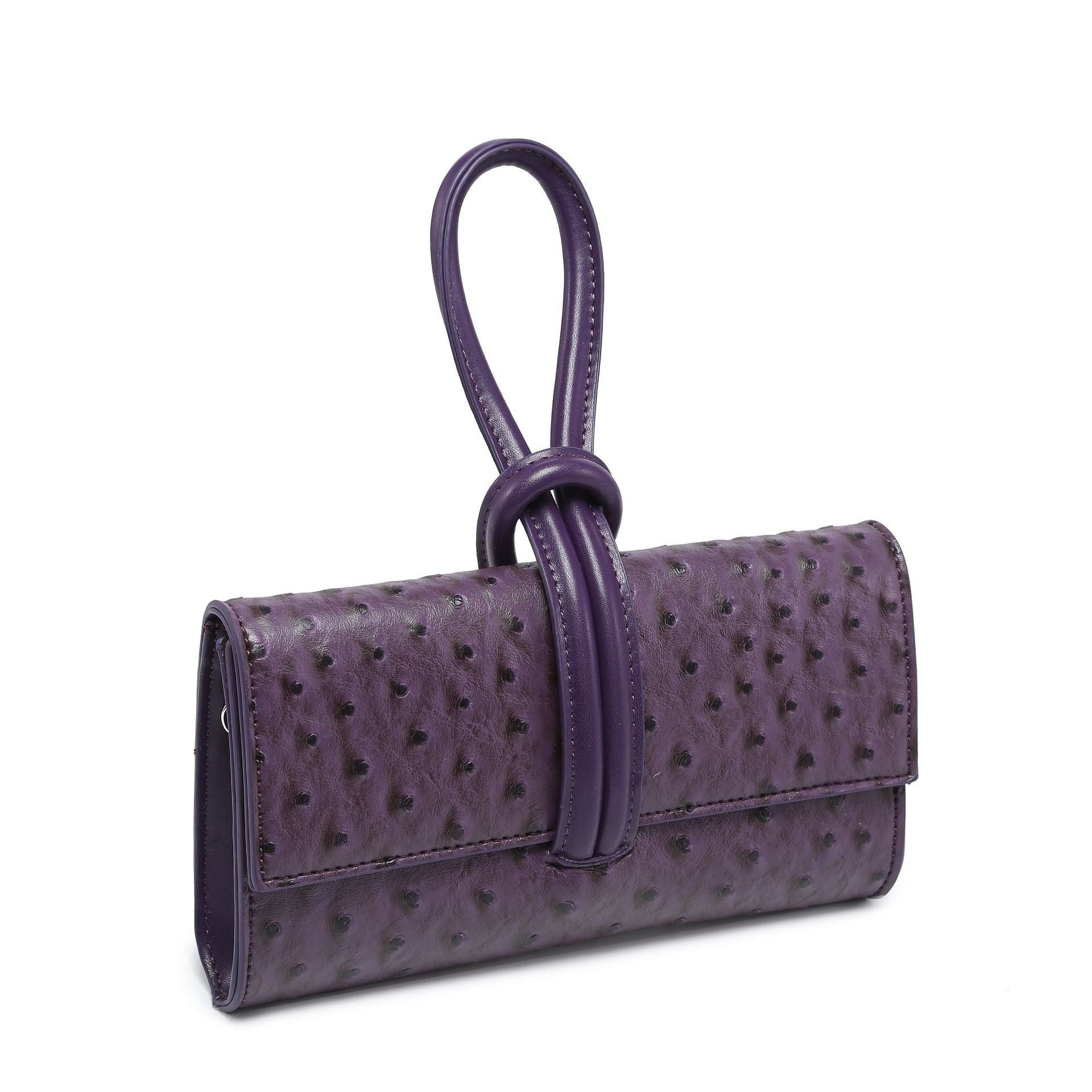 ostrich-textured crossbody clutch with loop handle – EVERLY