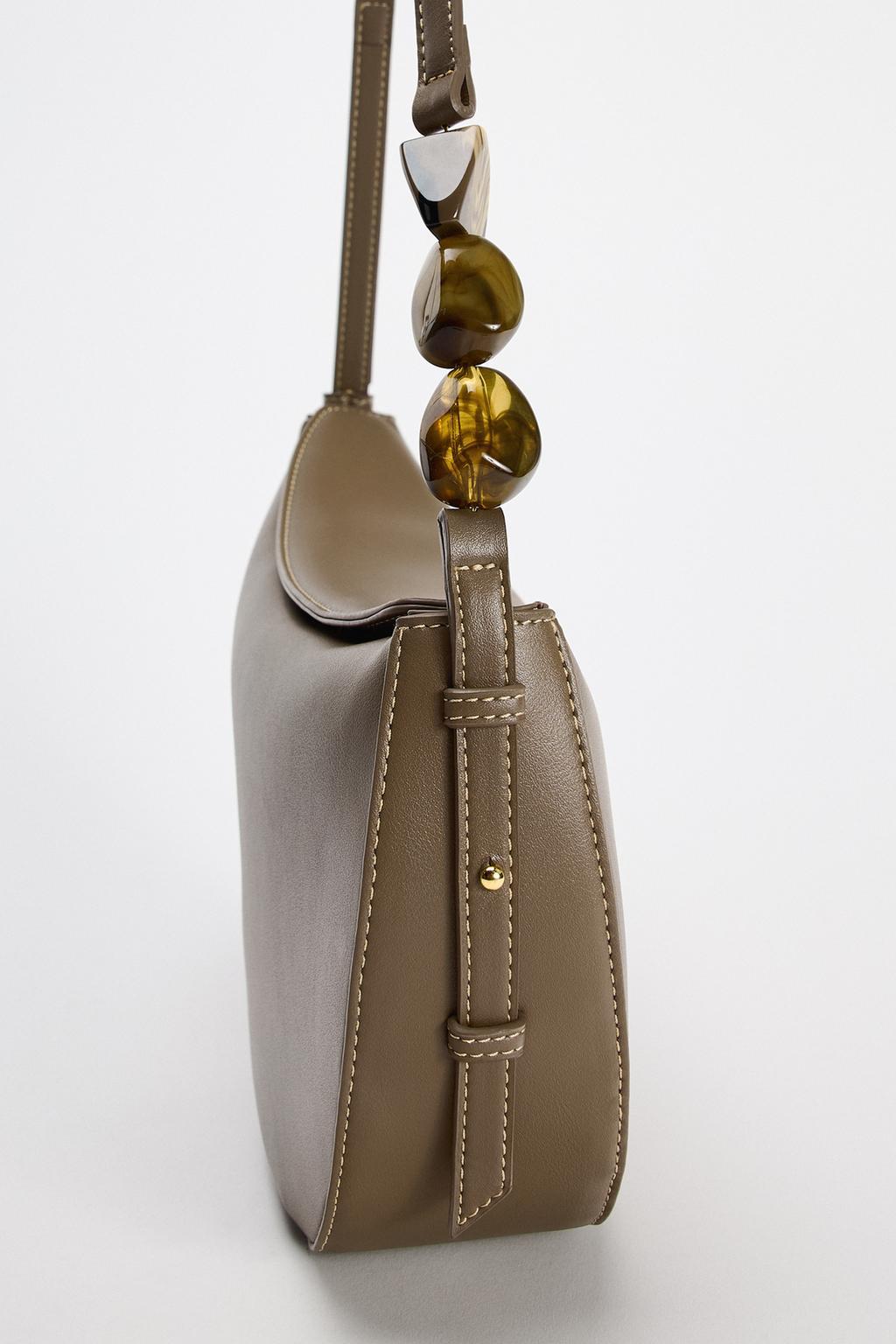 crescent-shaped shoulder bag with resin bead detail – ONRA