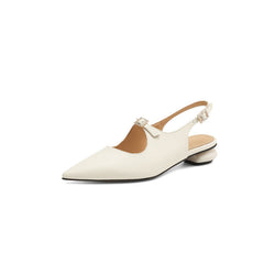 nude leather slingback flats with sculpted heel – MIRELLE