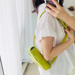 woven leather belt bag in lime – LEXI
