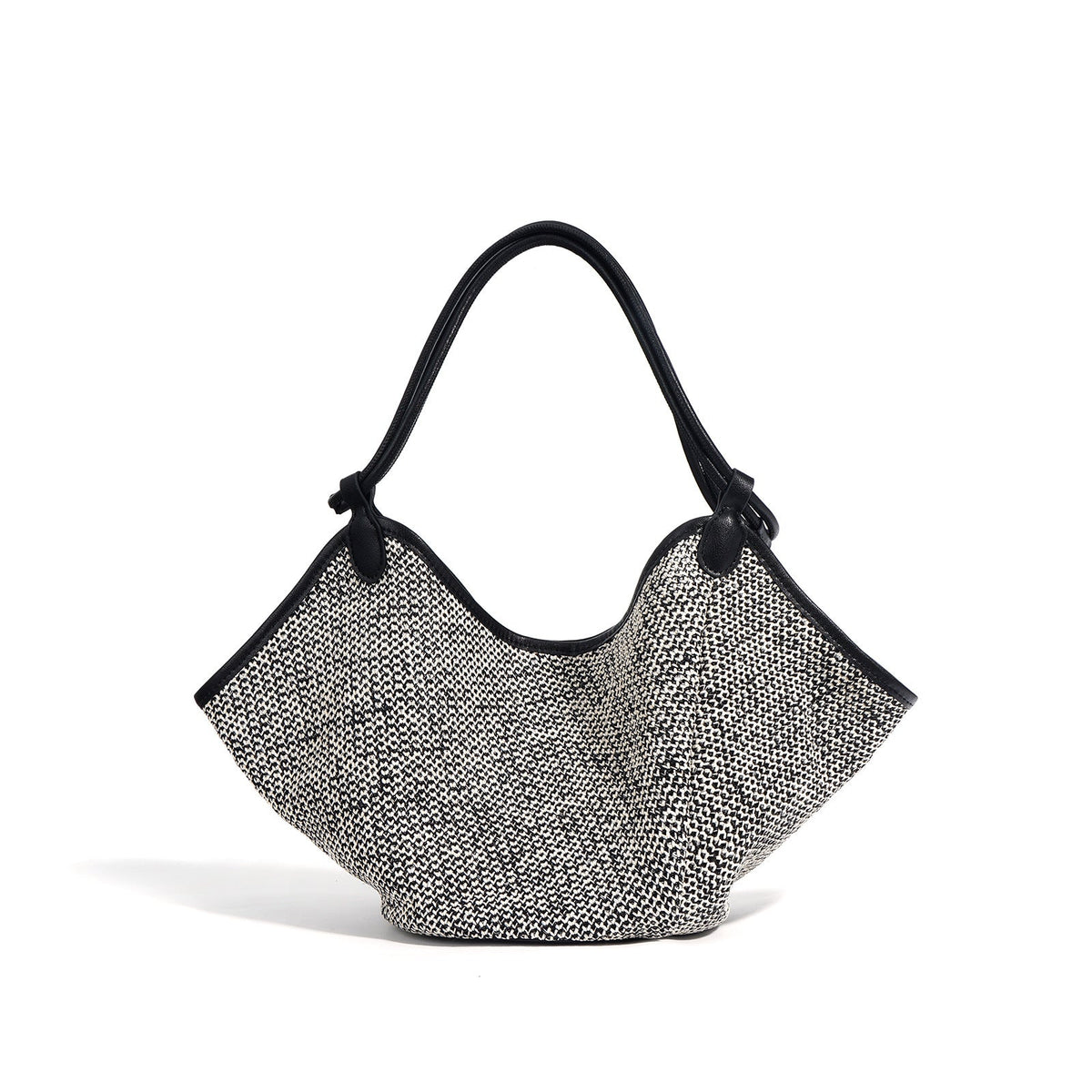 woven crescent tote bag with contrast trim – MARA