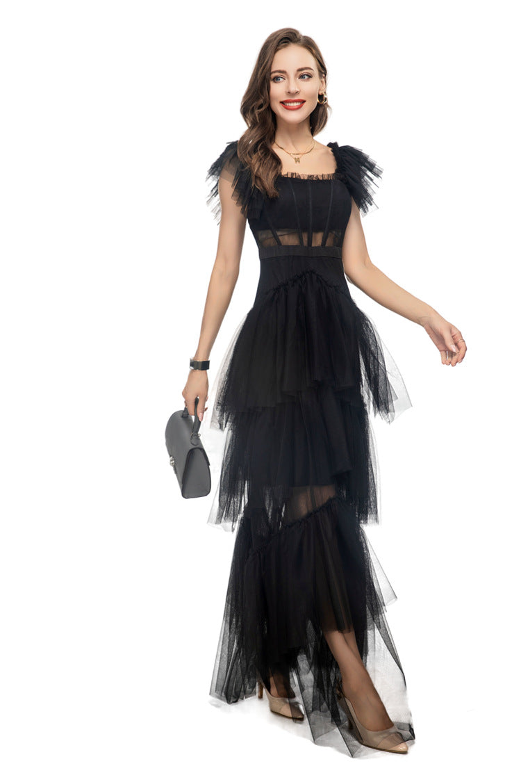 tiered tulle gown with sheer bodice – Timaria
