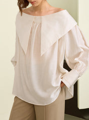 Off-shoulder blouse with oversized collar - Liduvi