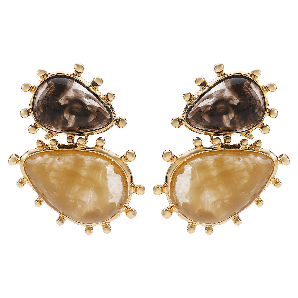 double teardrop earrings with marbled resin - RAYAX