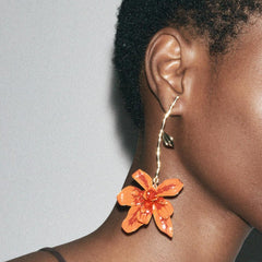 dangling orchid earring with gold stem – SIRENA