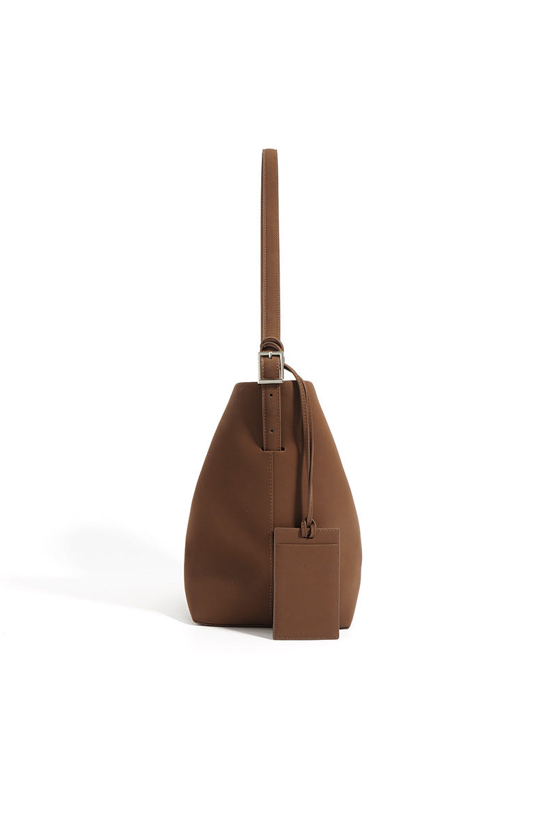 bucket shoulder bag with buckle strap and card tag - SORVA