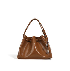 glossy drawstring shoulder bag with knot detail – SIENNA