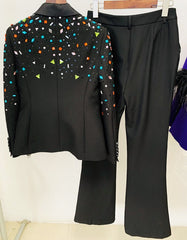 embellished tailored blazer suit with straight-leg pants – Fanckjh