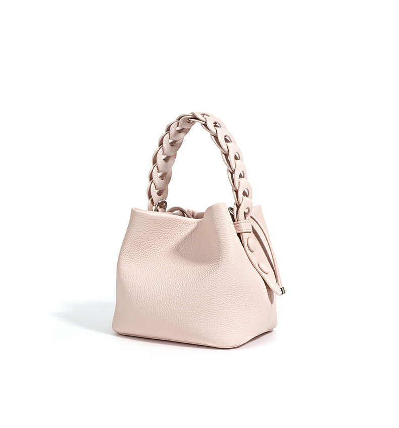 drawstring mini bucket bag with braided top handle – SIENNA