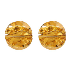 round folded metal stud earrings with embossed detail - ORAD